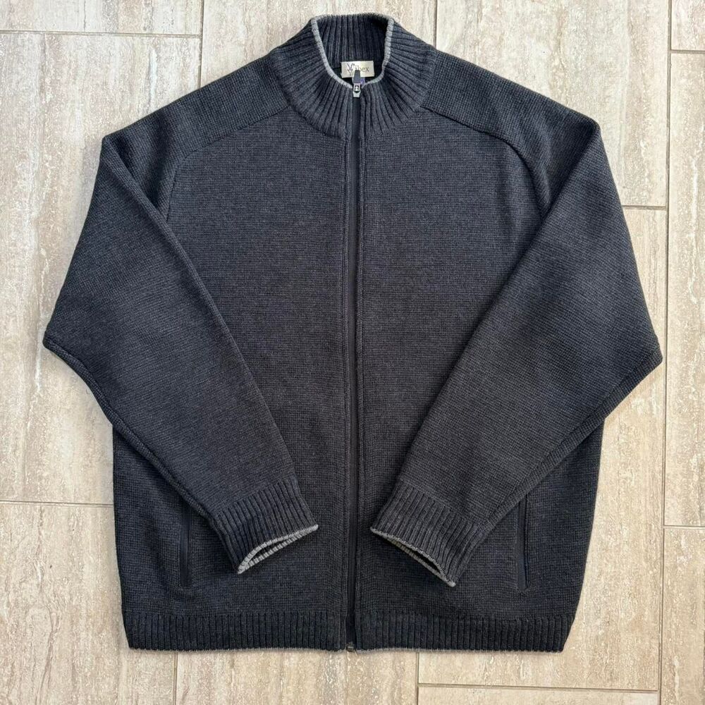 Ibex Merino Wool Zip Sweater Men XL Gray Mock Neck Knit Cardigan jacket Gorpcore